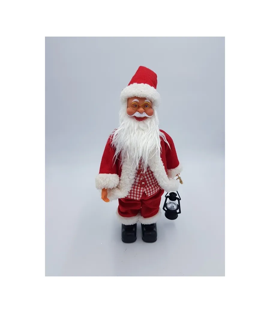 Babbo Natale vestito rosso in piedi c/lanterna H40 cm - ADA1610013 - Il patio store