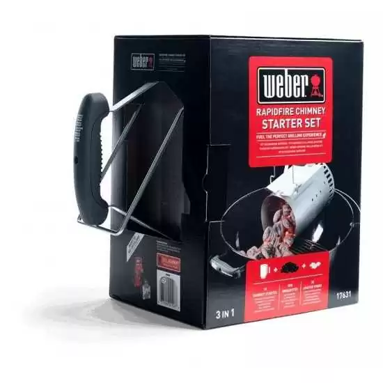 Kit ciminiera accensione, 2 kg bricchetti, 3 cubetti accendifuoco - Weber 17631 - Il patio store