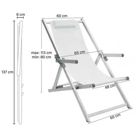 Sedia sdraio 3 posizioni in alluminio e texilene - Il patio store