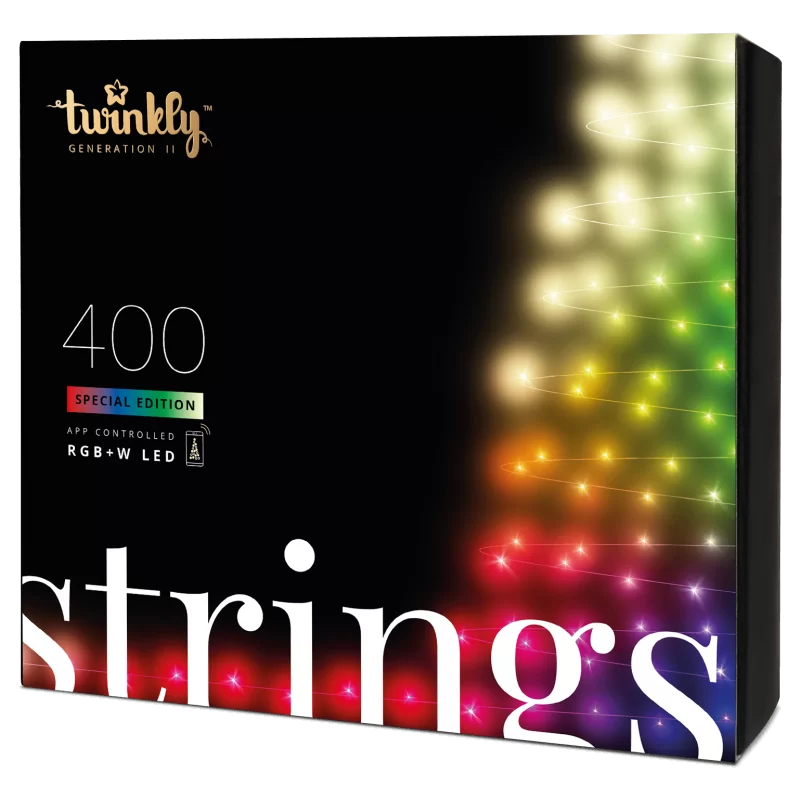 Twinkly Strings Luci di Natale Smart 400 Led RGBW II Generazione Cavo Nero - Il patio store