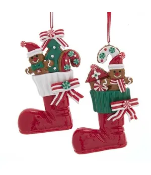 Appendino stivale babbo natale con omino pan di zenzero - d3841 - Il patio store