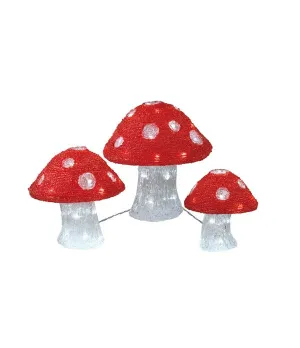 Set 3 funghetti luminosi in acrilico 72 led - ksd 492069 - Il patio store