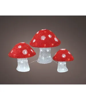 Set 3 funghetti luminosi in acrilico 72 led - ksd 492069 - Il patio store