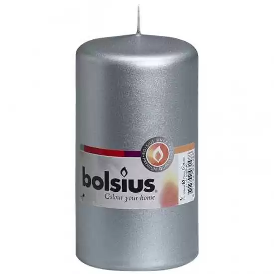Candela colore argento Ø7cm H13cm - bols 103615300181 - Il patio store