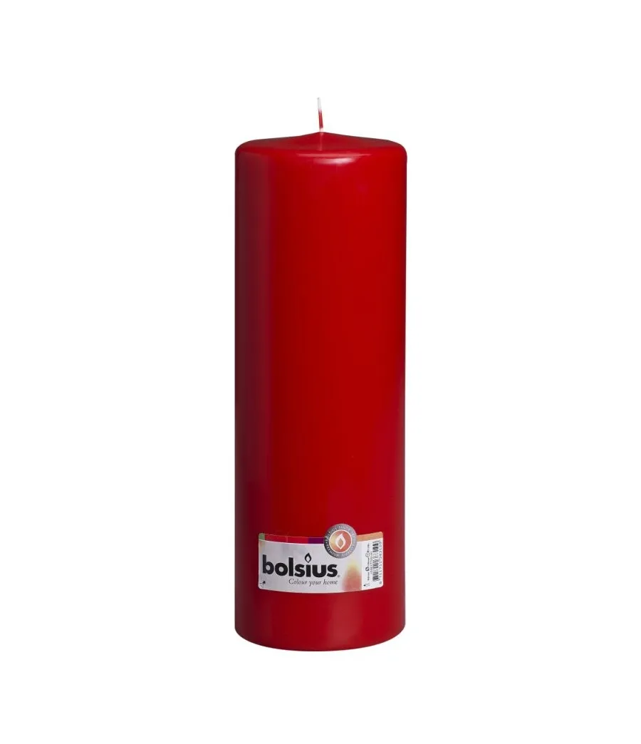 Candela colore rosso Ø10cm H30cm - bols 103617700141 - Il patio store