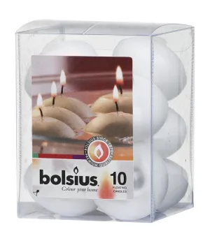 Box 10 candele galleggianti colore bianco - bols 103632052202 - Il patio store