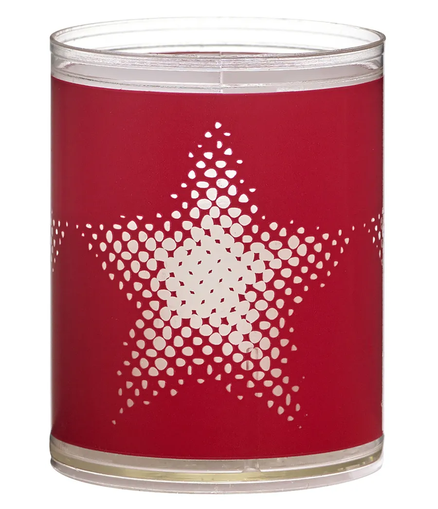 Set 2 candele con contenitore rosso con stella - bols 103622390541 - Il patio store