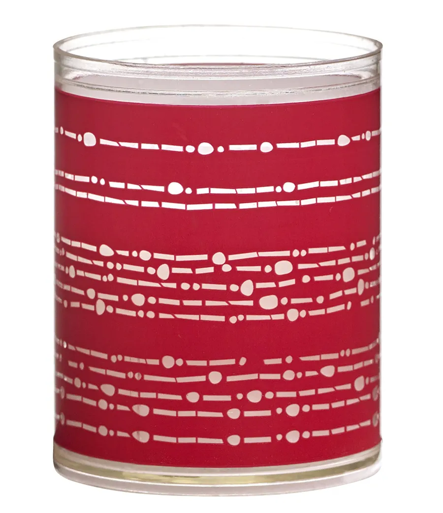 Set 2 candele con contenitore rosso a strisce - bols 103622396741 - Il patio store