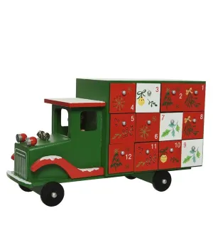 Calendario dell'Avvento camion in legno verde e rosso - ksd 551430 - Il patio store