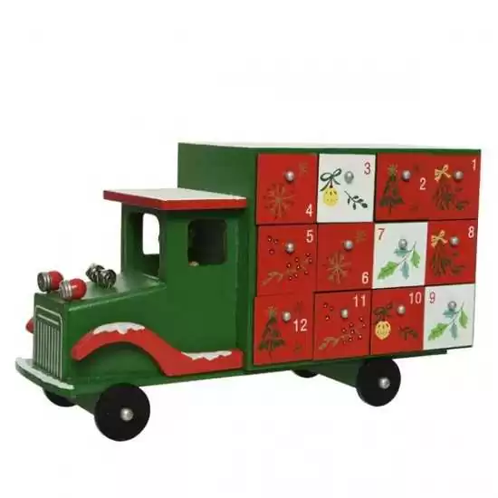 Calendario dell'Avvento camion in legno verde e rosso - ksd 551430 - Il patio store