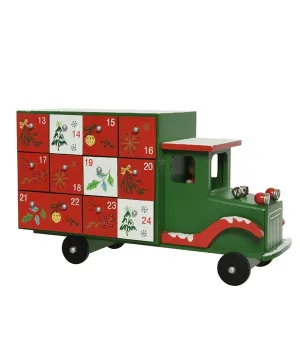 Calendario dell'Avvento camion in legno verde e rosso - ksd 551430 - Il patio store
