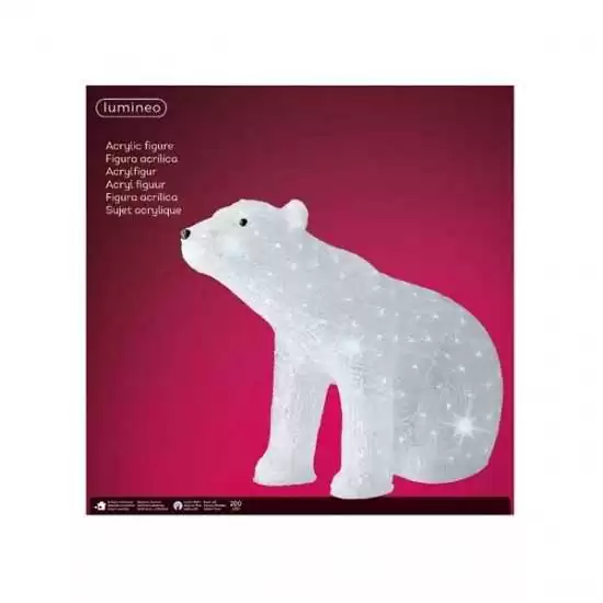 Orso luminoso seduto in acrilico luce bianca - ksd 490930 - Il patio store