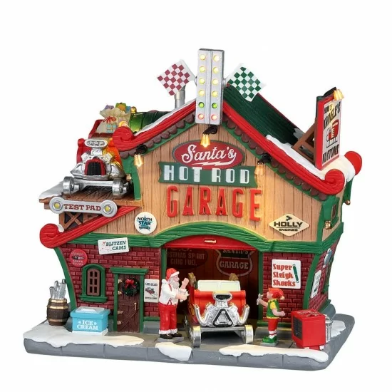 Il garage Hot Rod di Babbo Natale - Santa'S Hot Rod Garage - Lemax 25863 - Il patio store