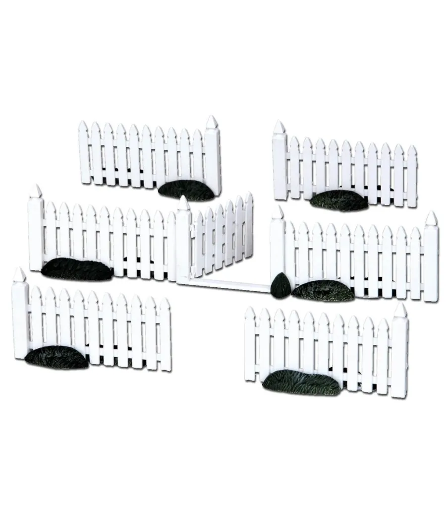 Set di 7 staccionate in plastica - Plastic Picket Fence Set of 7 - Lemax 14388 - Il patio store