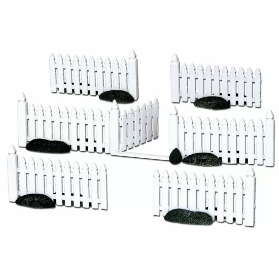 Set di 7 staccionate in plastica - Plastic Picket Fence Set of 7 - Lemax 14388 - Il patio store