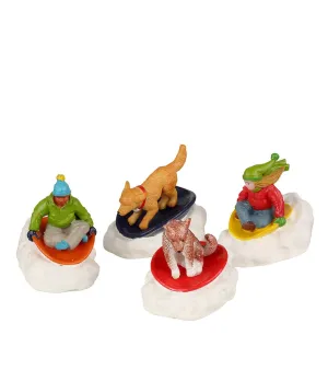 Dog Snow Saucer Fun Set Of 4 - Lemax 22121- Il patio store