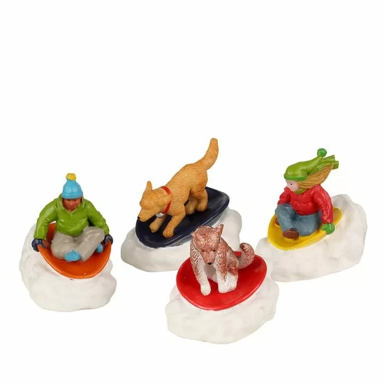 Dog Snow Saucer Fun Set Of 4 - Lemax 22121- Il patio store