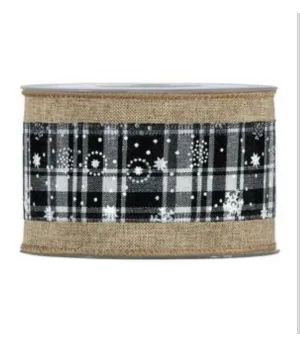Nastro motivo scozzese bianco e nero mm63x10mt - il patio store