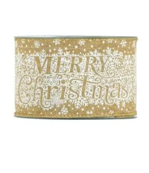 Nastro Merry Christmas e fiocchi di neve mm63x10mt colore oro - il patio store