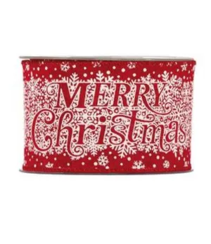 Nastro Merry Christmas e fiocchi di neve mm63x10mt colore rosso - il patio store