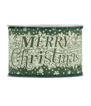 Nastro Merry Christmas e fiocchi di neve mm63x10mt colore verde - il patio store
