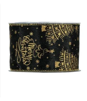 Nastro Merry Christmas mm63x10mt colore nero - il patio store