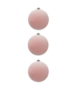 Box 3 palle di Natale in plastica e velluto colore rosa Ø15cm - Il patio store