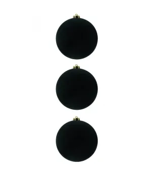 Box 3 palle di Natale in plastica e velluto colore nero Ø15cm - Il patio store