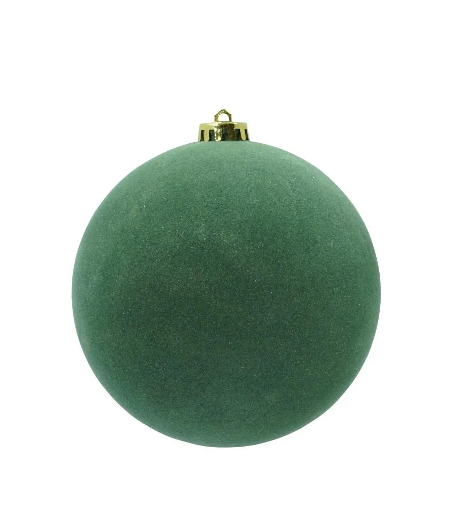 Box 3 palle di Natale in plastica e velluto colore verde Ø15cm - Il patio store