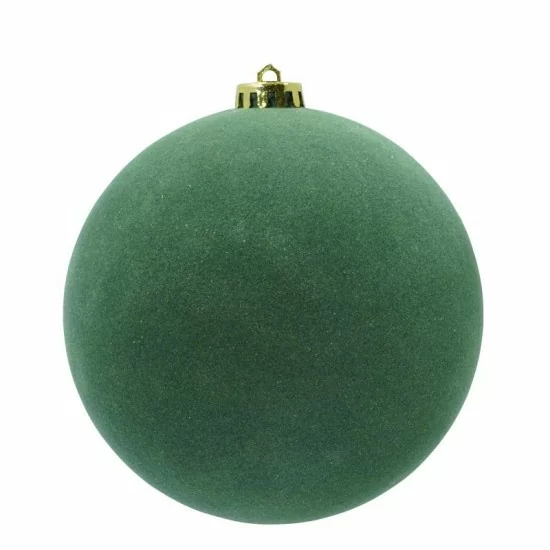 Box 3 palle di Natale in plastica e velluto colore verde Ø15cm - Il patio store
