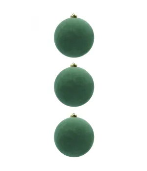 Box 3 palle di Natale in plastica e velluto colore verde Ø15cm - Il patio store