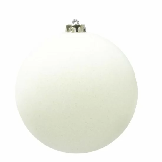 Box 3 palle di Natale in plastica e velluto colore bianco Ø15cm - Il patio store