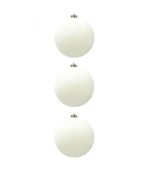 Box 3 palle di Natale in plastica e velluto colore bianco Ø15cm - Il patio store