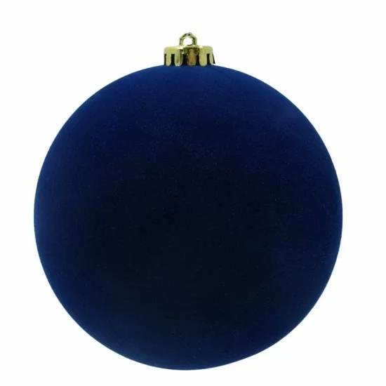 Box 3 palle di Natale in plastica e velluto colore blu Ø15cm - Il patio store
