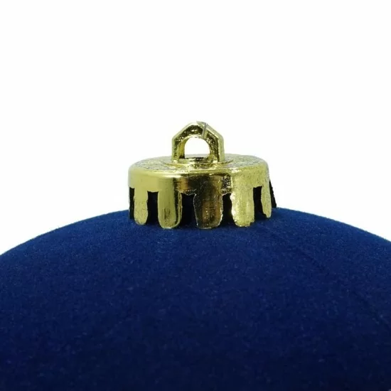 Box 3 palle di Natale in plastica e velluto colore blu Ø15cm - Il patio store