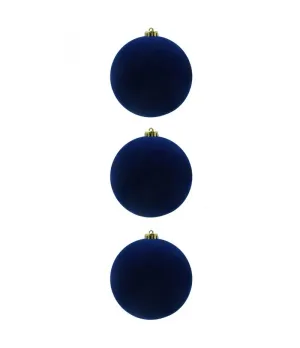 Box 3 palle di Natale in plastica e velluto colore blu Ø15cm - Il patio store