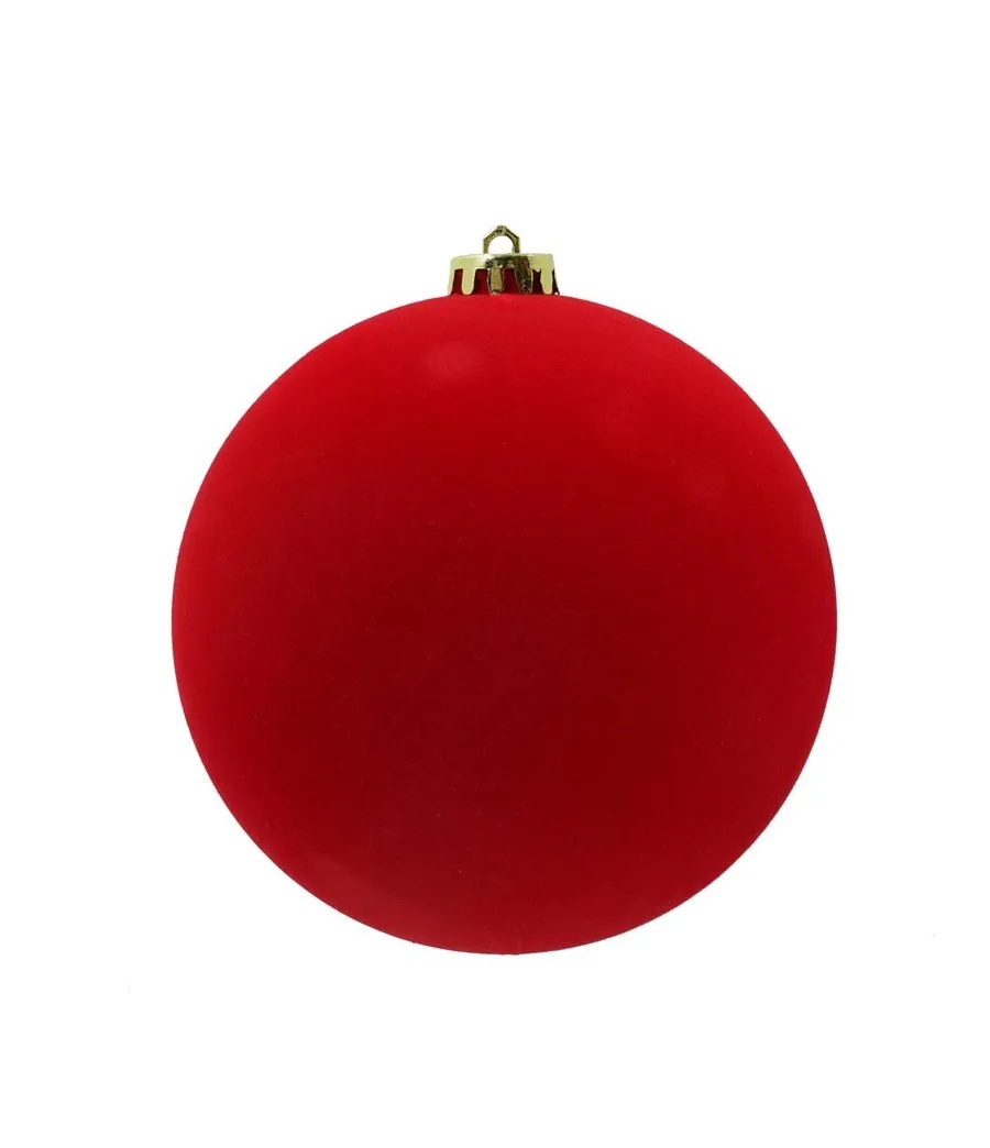 Box 3 palle di Natale in plastica e velluto colore rosso Ø15cm - Il patio store