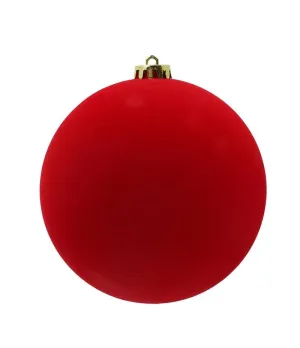 Box 3 palle di Natale in plastica e velluto colore rosso Ø15cm - Il patio store