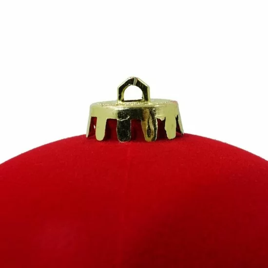 Box 3 palle di Natale in plastica e velluto colore rosso Ø15cm - Il patio store