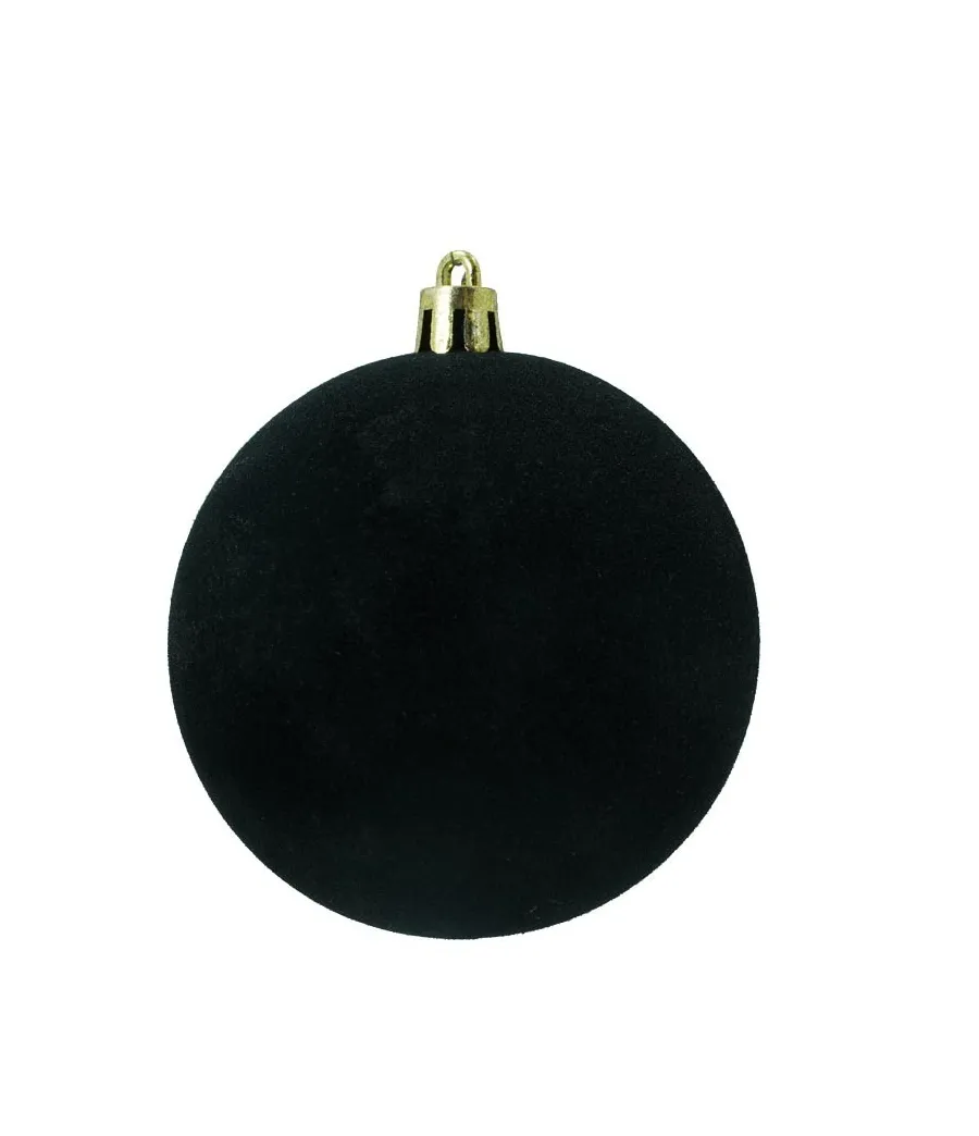 Box 4 palle di Natale in plastica e velluto colore nero Ø10cm - Il patio store