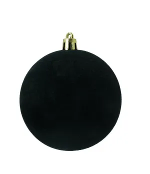 Box 4 palle di Natale in plastica e velluto colore nero Ø10cm - Il patio store