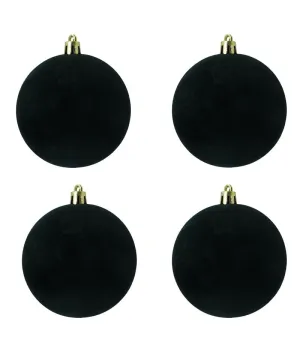 Box 4 palle di Natale in plastica e velluto colore nero Ø10cm - Il patio store