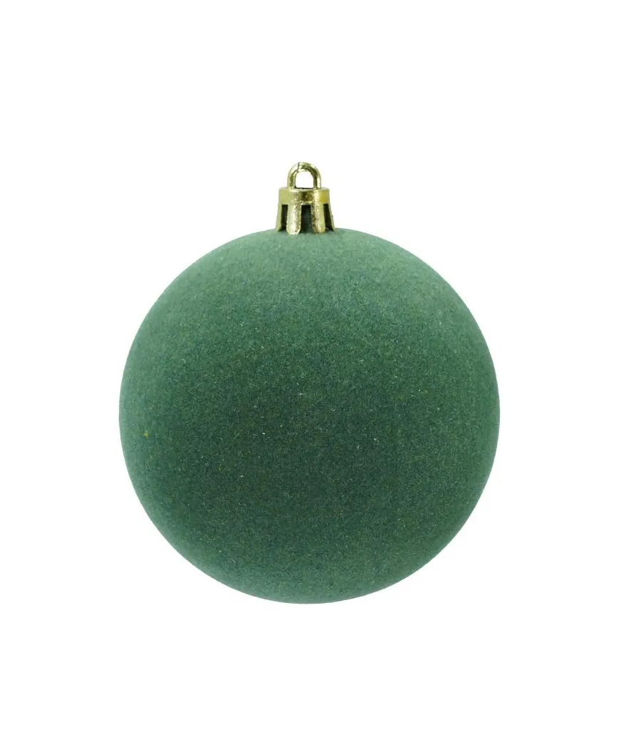 Box 4 palle di Natale in plastica e velluto colore verde Ø10cm - Il patio store