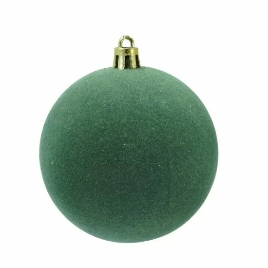 Box 4 palle di Natale in plastica e velluto colore verde Ø10cm - Il patio store