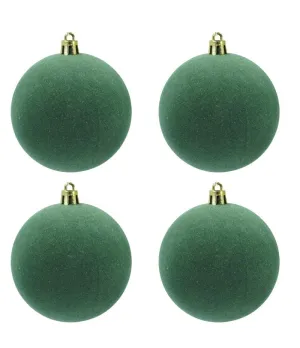 Box 4 palle di Natale in plastica e velluto colore verde Ø10cm - Il patio store