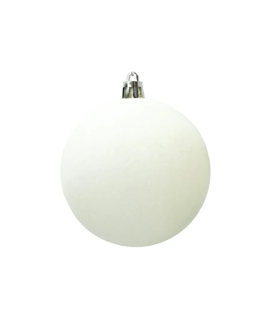 Box 4 palle di Natale in plastica e velluto colore bianco Ø10cm - Il patio store