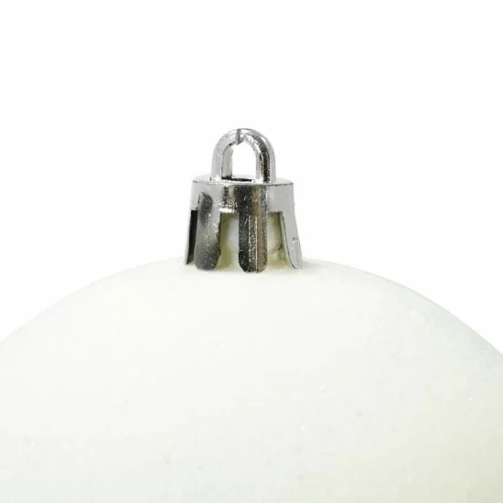 Box 4 palle di Natale in plastica e velluto colore bianco Ø10cm - Il patio store