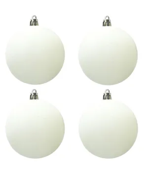 Box 4 palle di Natale in plastica e velluto colore bianco Ø10cm - Il patio store