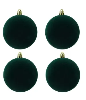Box 4 palle di Natale in plastica e velluto colore verde bottiglia Ø10cm - Il patio store