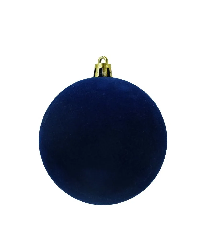 Box 4 palle di Natale in plastica e velluto colore blu Ø10cm - Il patio store